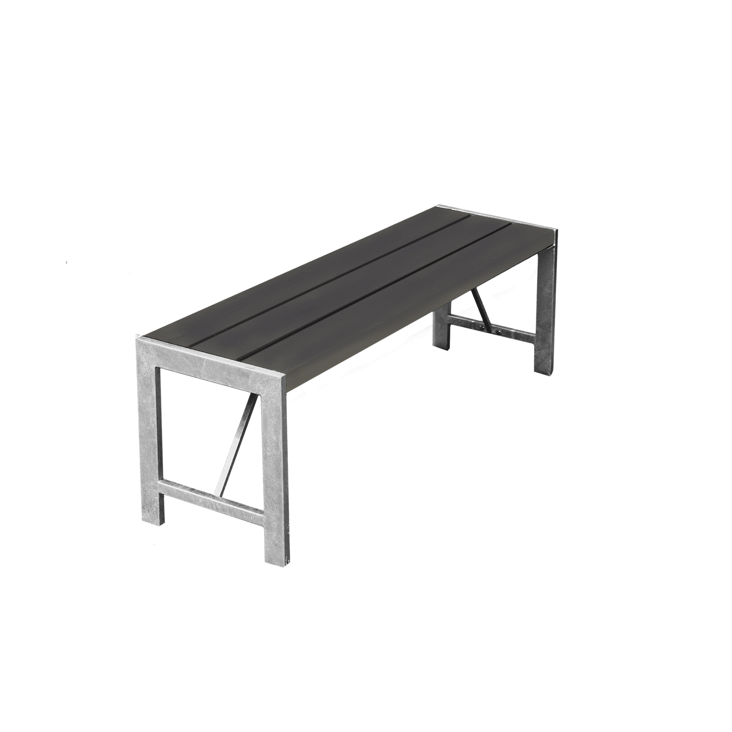 Bænk H-model 123 cm. nonwood antracit og galv. stel HORTUS