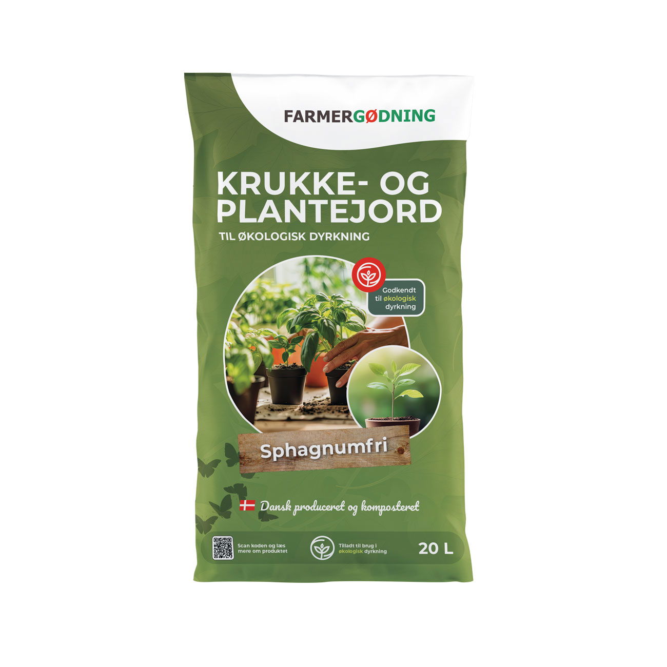 Spagnumfri krukke- og plantejord - 20 liters