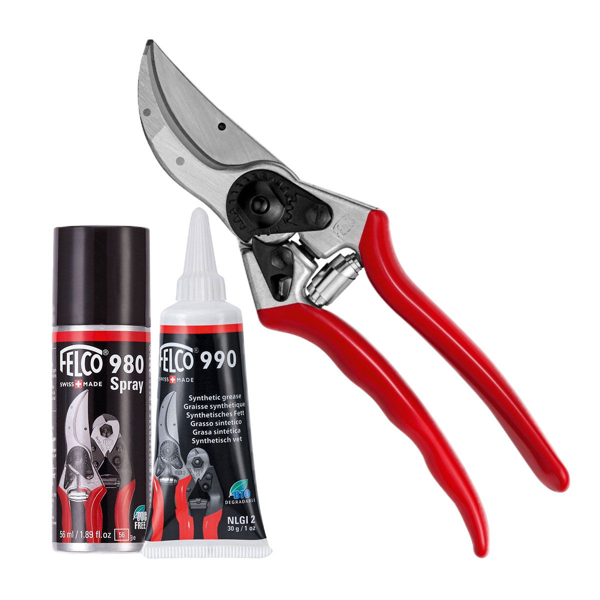 Felco 2 & Felco 990 fedt & Felco 980 vedligeholdelsesspray (sampak)